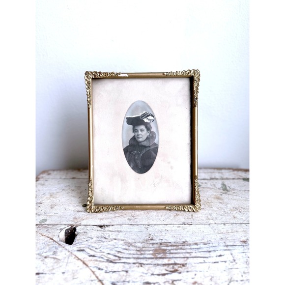 Other - Antique Portrait Photograph w/ Vintage Gold Ornate Picture Frame Victorian Decor